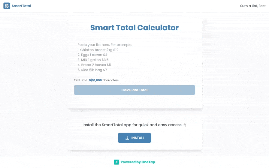 Ditch the Calculator! Use SmartTotal